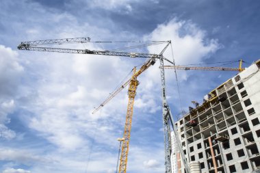 Arka plan inşaat mavi gökyüzünde Panoraması
