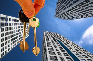 Evin cephe arka planda dairenin anahtarları . 