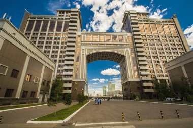Kazakistan. Astana. Şehir merkezinde iş çeyrek.