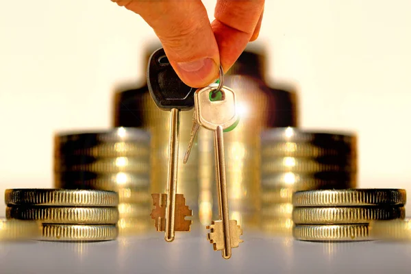 Para bir arka plan üzerinde dairenin anahtarları . — Stok fotoğraf