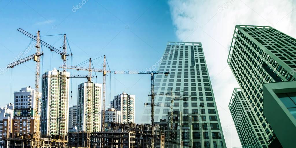 Panorama of the construction of modern residential district