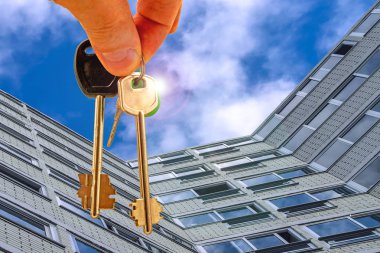 Bir evin arka planda dairenin anahtarları .