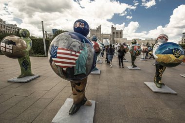 Kazakistan. Astana. Şehir merkezinde iş çeyrek.