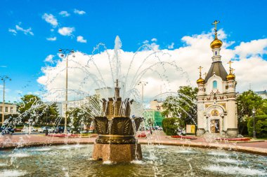 Russia . Ekaterinburg . Labor square and chapel of St. Catherine . clipart