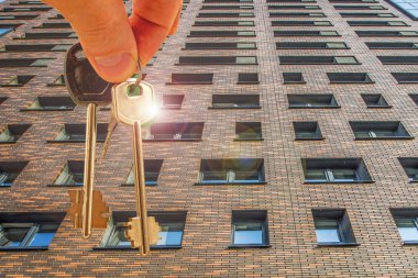 Evin cephe arka planda dairenin anahtarları. o kavramı satış emlak piyasası .