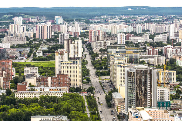 Russia . Ekaterinburg . Street views of Belinsky and the southern part of the city .