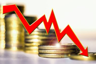 Para bir arka plan üzerinde kırmızı ok simgesi . 