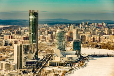 Rusya. Ekaterinburg. Güzel bir şehir manzarası.