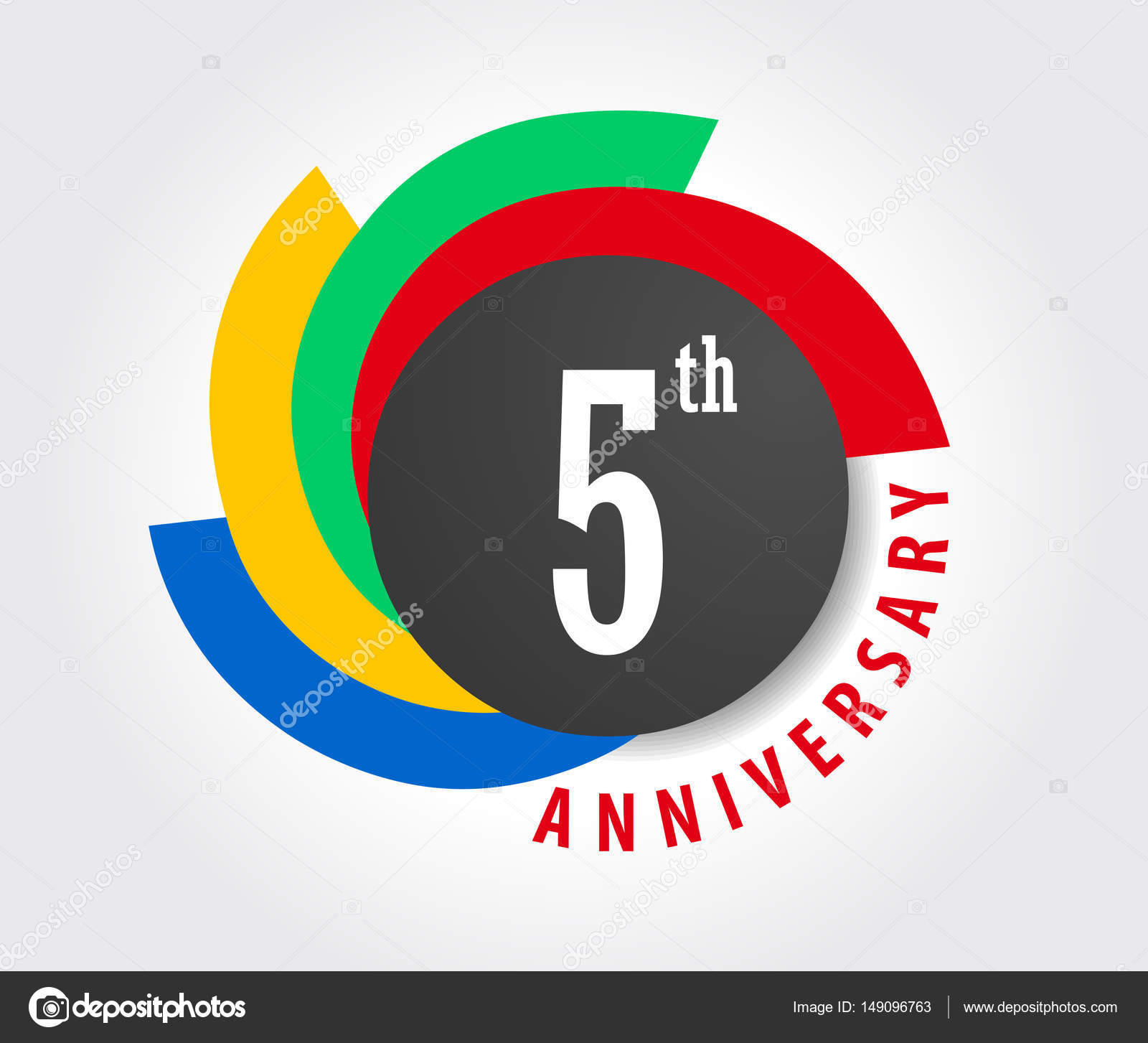 5 Year Birthday Celebration Flat Color 5th Anniversary Decorative Flat Modern Style Vector Illustration Stock Photo C Atulvermabhai 149096763