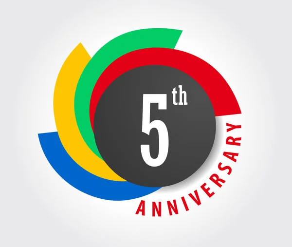 5 rok urodziny obchody płaski kolor, 5 rocznica dekoracyjny płaski nowoczesny styl - ilustracja wektorowa — Zdjęcie stockowe