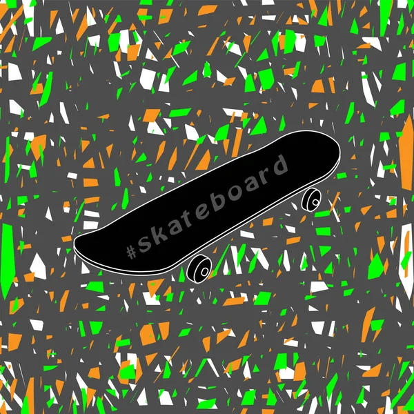 Ilustração Vetorial Com Skate Preto Textura Grunge Cor Ilustração Eleitor — Vetor de Stock
