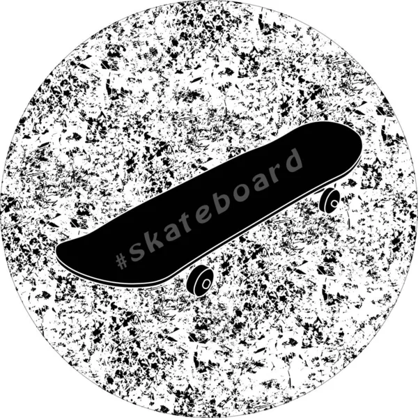 Skate Círculo Com Textura Grunge Preto Branco Ilustração Eleitor — Vetor de Stock