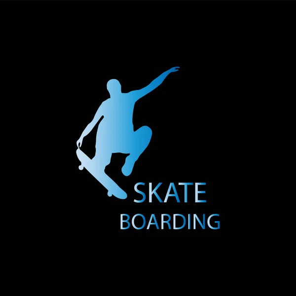 Skateboarder Tekst Seiteboarden Met Verloop Zwarte Achtergrond Vectorillustratie — Stockvector