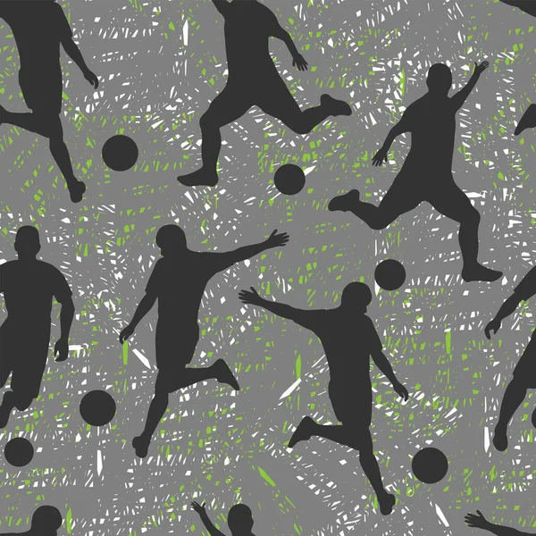 Sport Modello Senza Soluzione Continuità Ragazzi Giocatori Calcio Sfondo Grunge — Vettoriale Stock