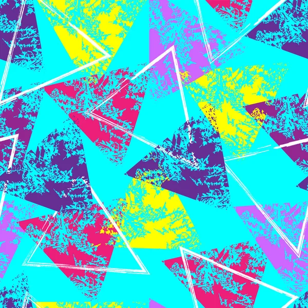 Απρόσκοπτη Διάταξη Γεωμετρικά Στοιχεία Πολύχρωμο Τρίγωνο Grunge Υφή Μπλε Φόντο — Διανυσματικό Αρχείο