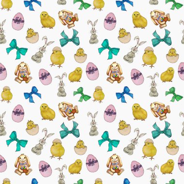 Tavuklar, yumurtalar, yapraklar, çiçekler, tavşanlar...