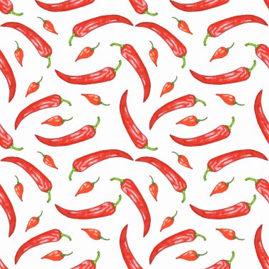 Chili Peppers suluboya deseni, web siteleri, duvar kağıtları, ambalajlar, posterler, kartlar, davetiyeler, tekstil için modaya uygun bir arkaplan olarak kullanılabilir.