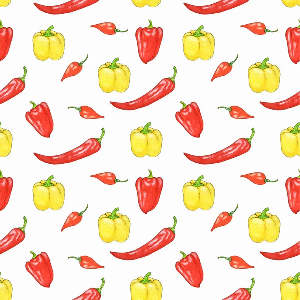 Peppers chilli suluboya deseni, web siteleri, duvar kağıtları, ambalajlar, posterler, kartlar, davetiyeler, tekstil için modaya uygun bir arkaplan olarak kullanılabilir.
