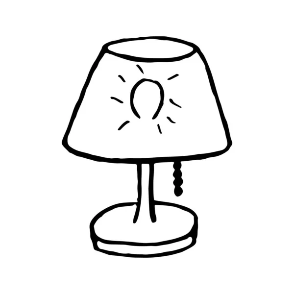 Illustrazione Outline lampada handrawn in vettore su sfondo bianco. Illustrazione lampada Doodle in dravn mano vettoriale — Vettoriale Stock