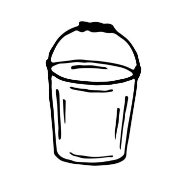 Web Bahçesi Kovası doğrusal çizim vektör ekipmanı