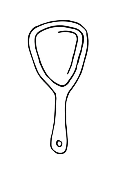 Ręczne lusterko Minimalistyczny rysunek płaskiej linii Ikona Ikona Piktogram Symbol izolowany na białym tle — Wektor stockowy