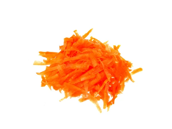 Grated carrots isolated on white background — Stock Photo, Image