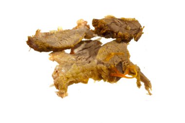 Beyaz arkaplanda izole edilmiş et