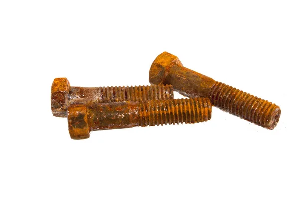 Rusty bolt diisolasi di latar belakang putih — Stok Foto