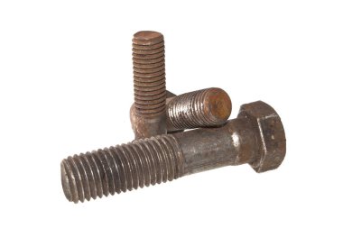 Paslı cıvata beyaz arkaplanda izole edildi