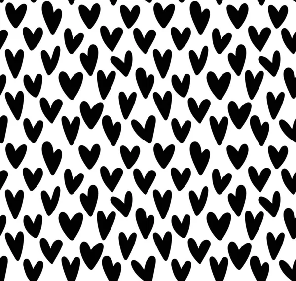 Abstract Seamless Heart Pattern Black White Vector — 图库矢量图片