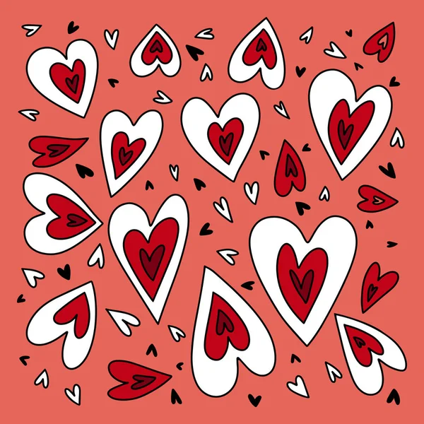 Red Hearts Seamless Pattern Vector — 图库矢量图片
