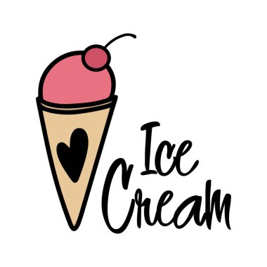 dondurma simgesi beyaz arkaplan üzerinde, dondurma logosu, düz stil, vektör illüstrasyon 