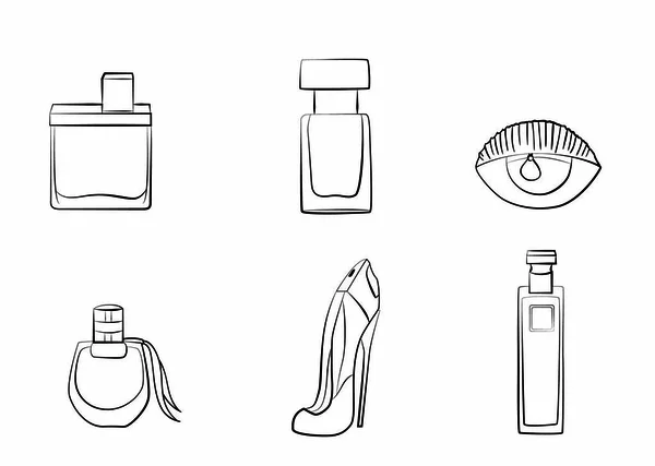 Φιάλες Αρωμάτων Εικονίδια Eau Parfum Φόντο Eau Toilette Όμορφη Διάνυσμα — Διανυσματικό Αρχείο
