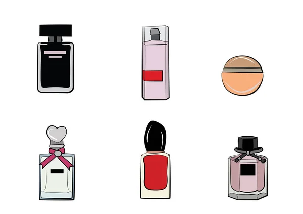 Parfümflaschen Ikonen Eau Parfum Hintergrund Eau Toilette Schöne Parfüm Vektor — Stockvektor