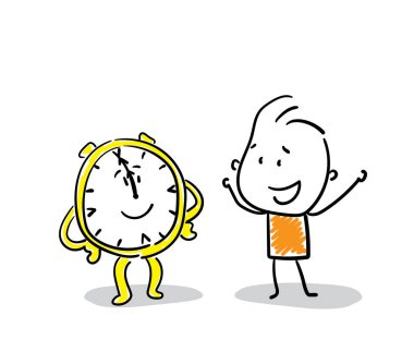 İş adamı - Ofis çalışanı, saati olan bir yönetici, Erkek el çizimi karalama çizimi, çizgi film tasarımı karakteri - izole edilmiş vektör illüstrasyon çizgisi.