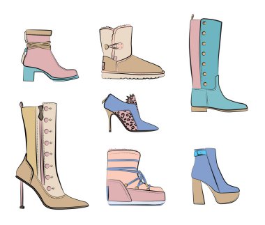 Kadın ayakkabıları Moda illüstrasyon vektör nesneleri izole 