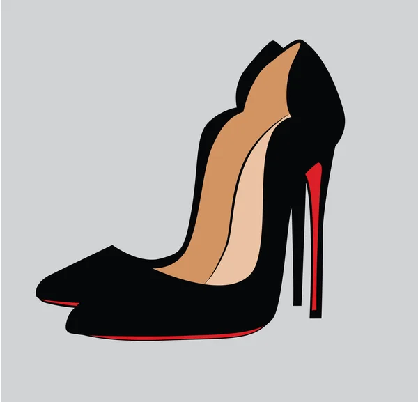 Yüksek Topuklu Kadın Ayakkabısı Vektörü Izole Karalama Nesneleri Moda Illüstrasyonu — Stok Vektör
