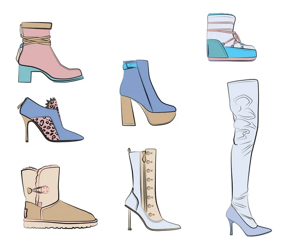 女性の靴ファッションイラストベクトルオブジェクトを隔離 — ストックベクタ