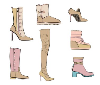 Kadın ayakkabıları Moda illüstrasyon vektör nesneleri izole 