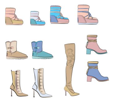 Kadın ayakkabıları Moda illüstrasyon vektör nesneleri izole 