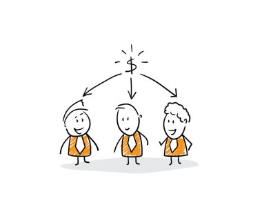 İş adamları - Ofis çalışanları, parası olan yöneticiler, erkekler el çizimi çizgi film karakterleri - izole edilmiş vektör illüstrasyon çizimi.