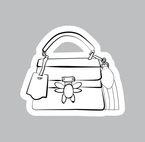 ファッショナブルな女性のバッグ ベクトルスケッチイラスト スタイリッシュなバッグ サッチェル サドル クラッチ ダッフル トート バレルバッグの異なるタイプ — ストックベクタ