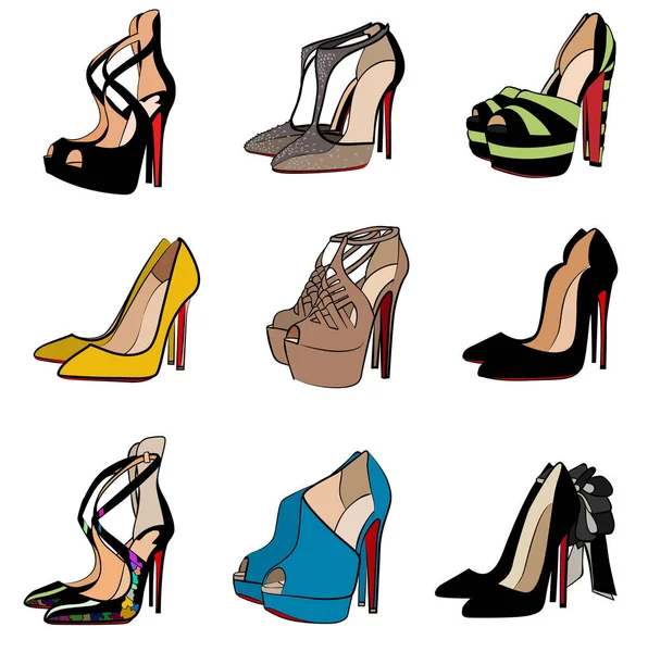 Zapatos Mujer Ilustración Moda Vector Objeto Aislado — Vector de stock
