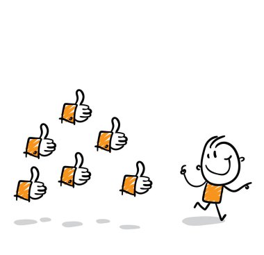 İş adamı, büro çalışanı ve hoşlandıkları şeyler. Erkek el çizimi karalama çizimi çizgi film tasarım karakteri - izole vektör çizimi insan çizimi.