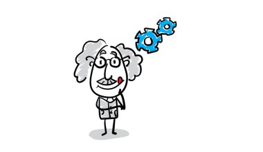 Profesör el çizimi karalama çizimi çizimi karikatür tasarım karakteri - izole vektör çizimi ana hatları