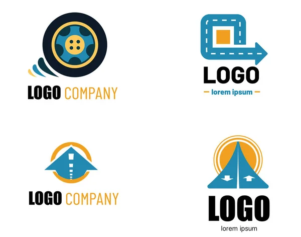 Symboles Routiers Pictogrammes Pour Conception Transport Isolés Sur Fond Blanc — Image vectorielle