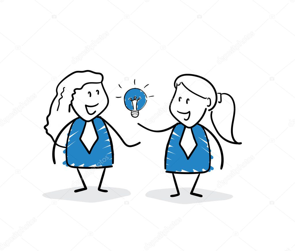 Businesswomen - Office worker managers, Girls hand drawn doodle line art cartoon design characters - isolated vector illustration outline of women.