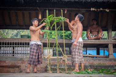 Tenganan, Bali / Endonezya - 25 Mayıs 2018: Tenganan bali köyünde uyum ortamı