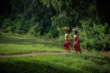 Tenganan, Bali / Endonezya - 25 Mayıs 2018: Tenganan bali köyünde uyum ortamı