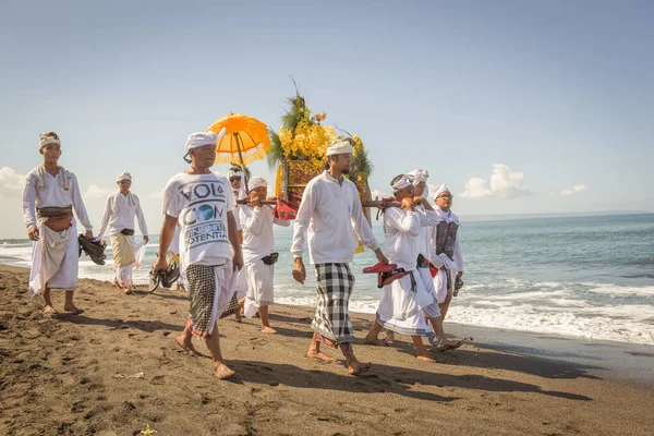 Sanur Beach Melasti Ceremony 2015 Melasti Una Cerimonia Purificazione Rituale — Foto Stock